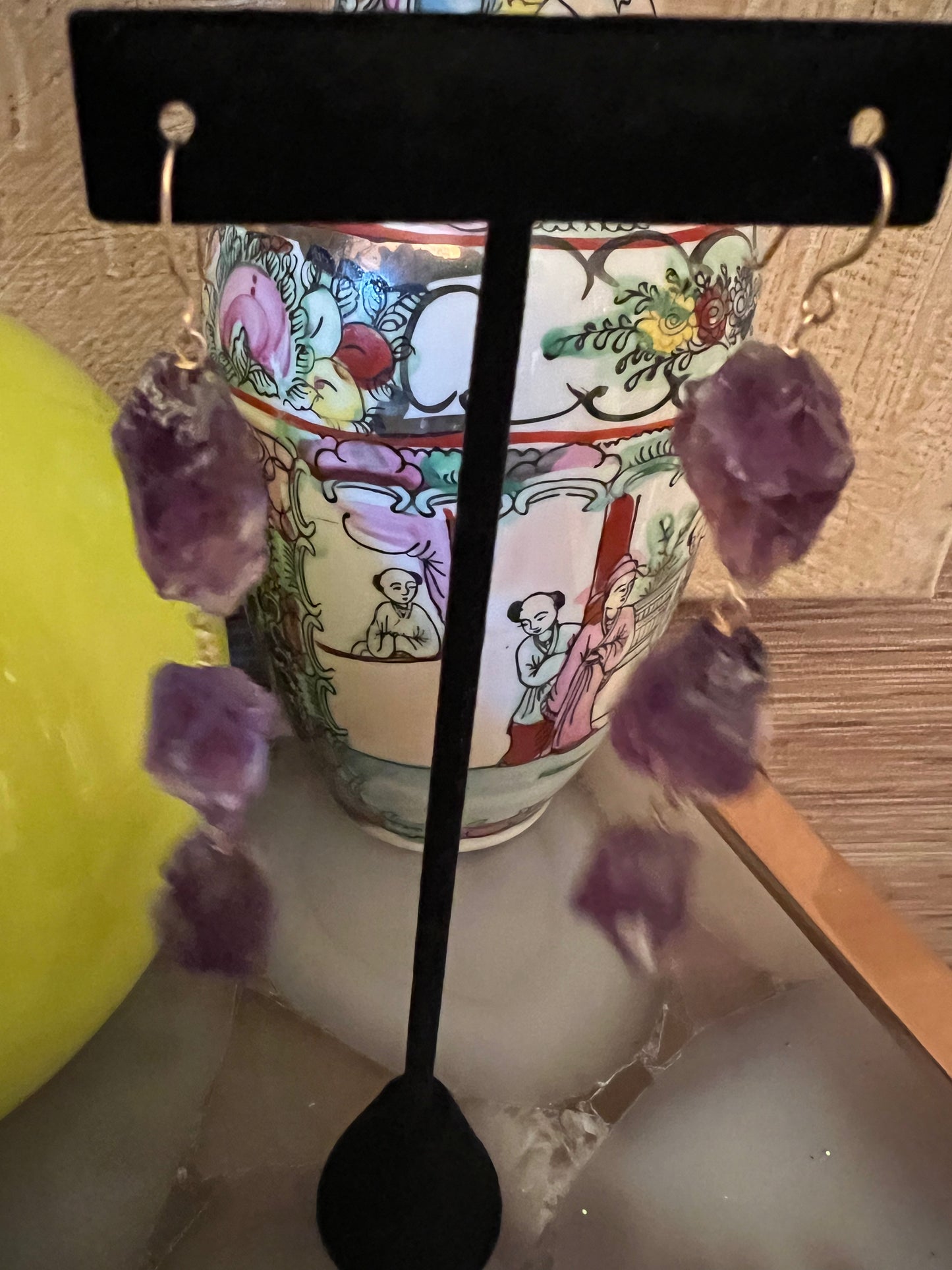 Rough Amethyst Waterfall Earring